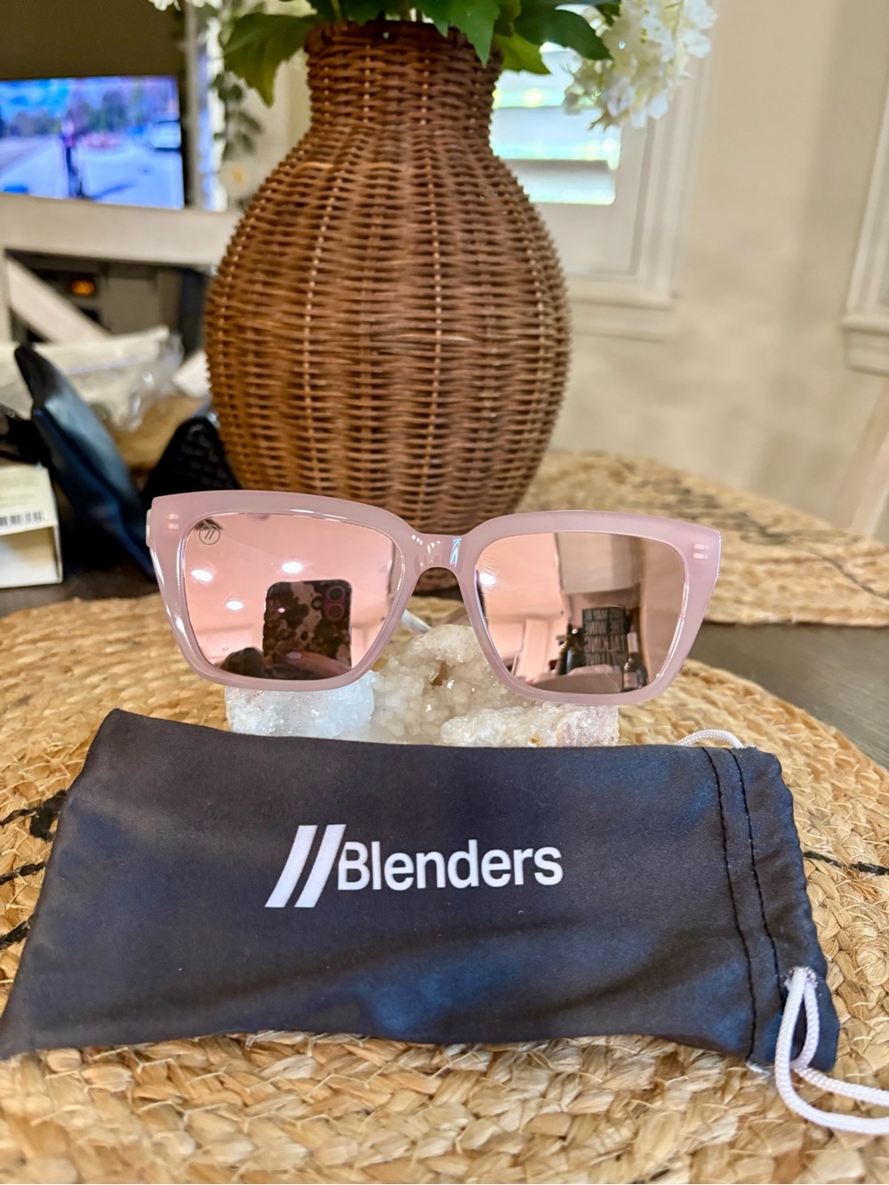 Blenders Women’s Pink Square Sunglasses — Chic Reflective Shades